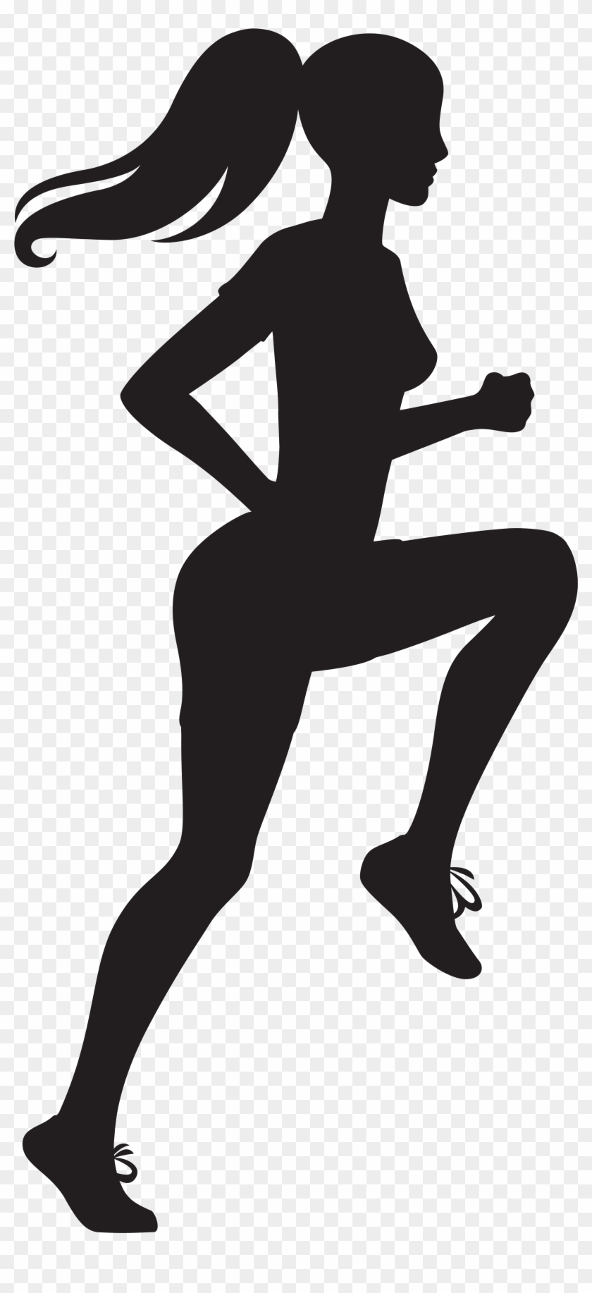 Running Woman Silhouette Transparent Image.