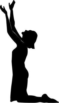 Woman kneeling praying silhouette.