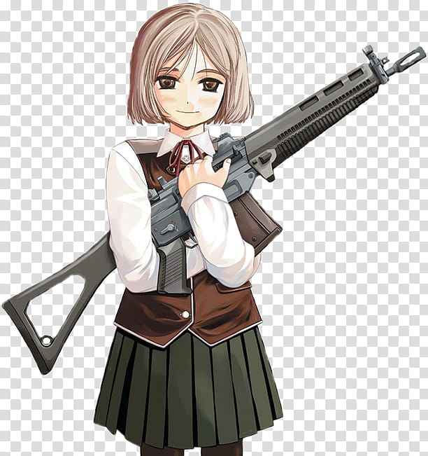 Woman holding rifle transparent background PNG clipart.