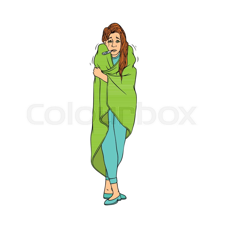 Young woman with cold and flu symptoms.