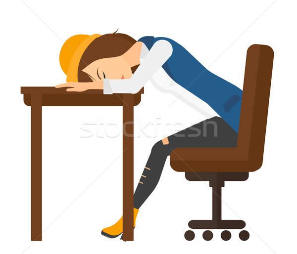 Woman sleeping on table. vector illustration © RAStudio.
