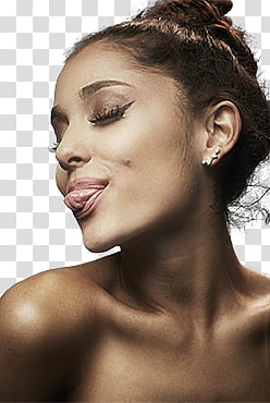Ariana Grande, woman sticking tongue out transparent.