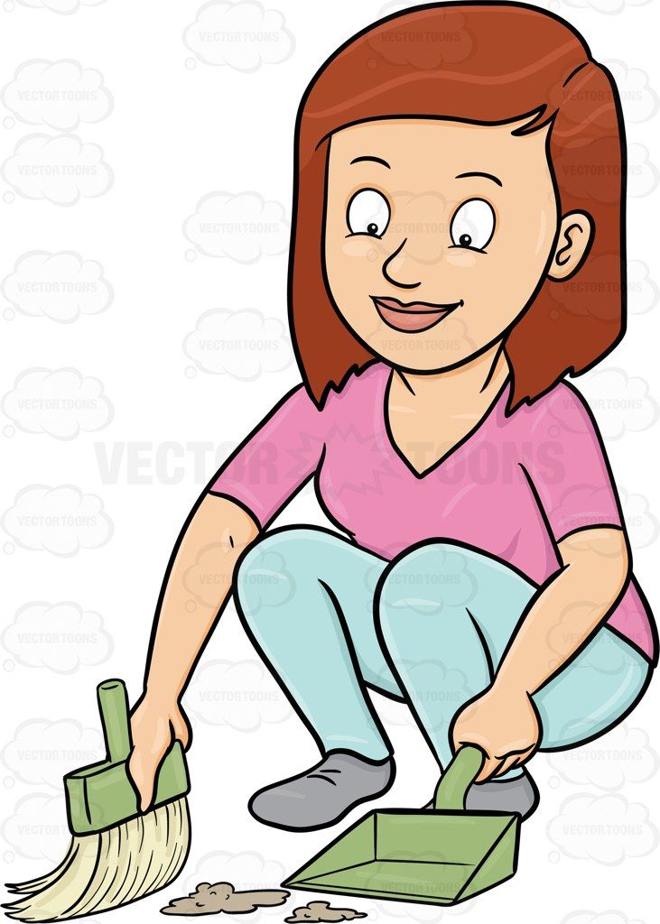 A Woman Gently Sweeping A Dusty Floor #antiseptic #broom.