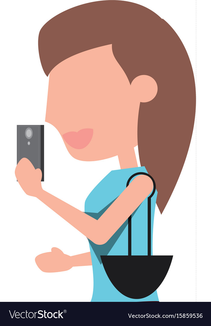 Young woman with smartphone cartoon vector image on VectorStock.