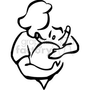 Black and white woman coddling a baby clipart. Royalty.