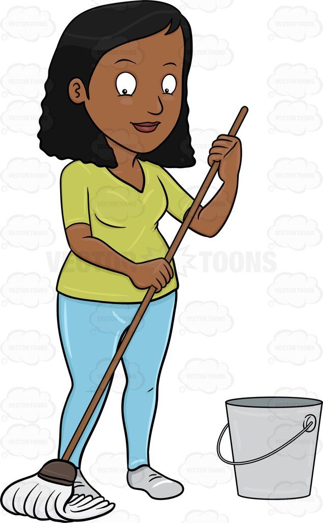A Black Woman Mopping The Floor #antiseptic #broom #change.
