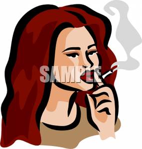 A Woman Smoking a Cigarette.