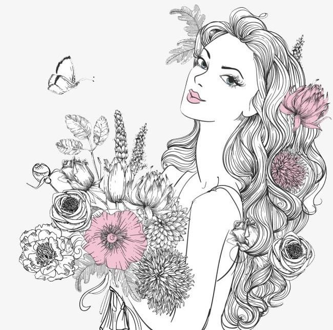 Woman Holding Flowers PNG, Clipart, Butterfly, Floral.