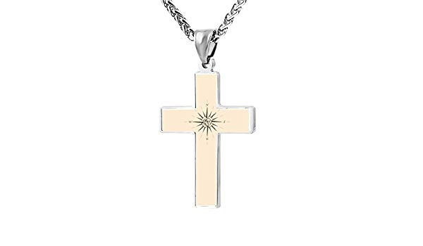 Simple Small Zinc Alloy Religious Cross Necklace For Men.