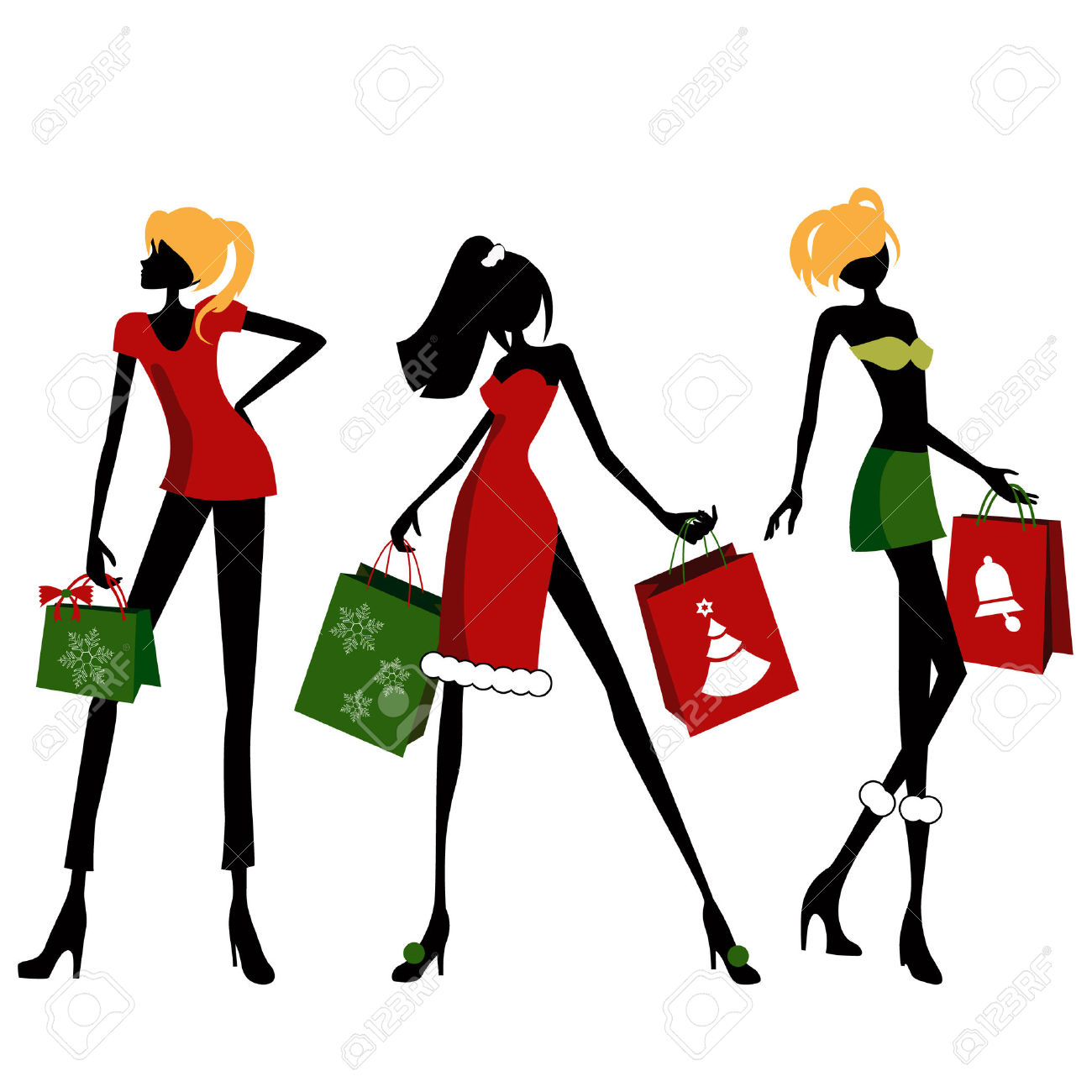 christmas shopping clipart