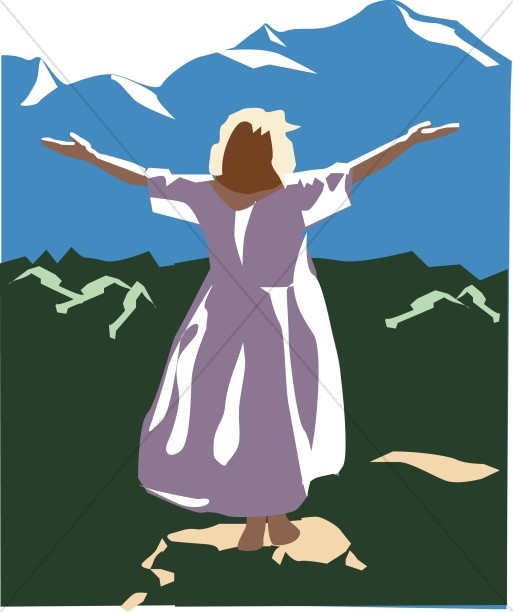 Woman with Arms Lifted in Praise.