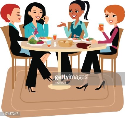 Women Having Lunch Together Clipart Image.