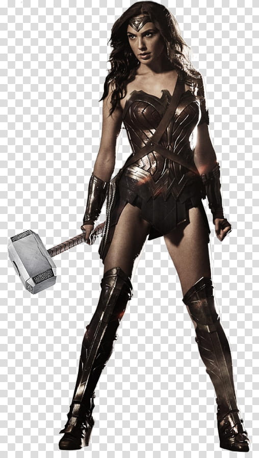 Wonder Woman W Thor Hammer Render transparent background PNG.