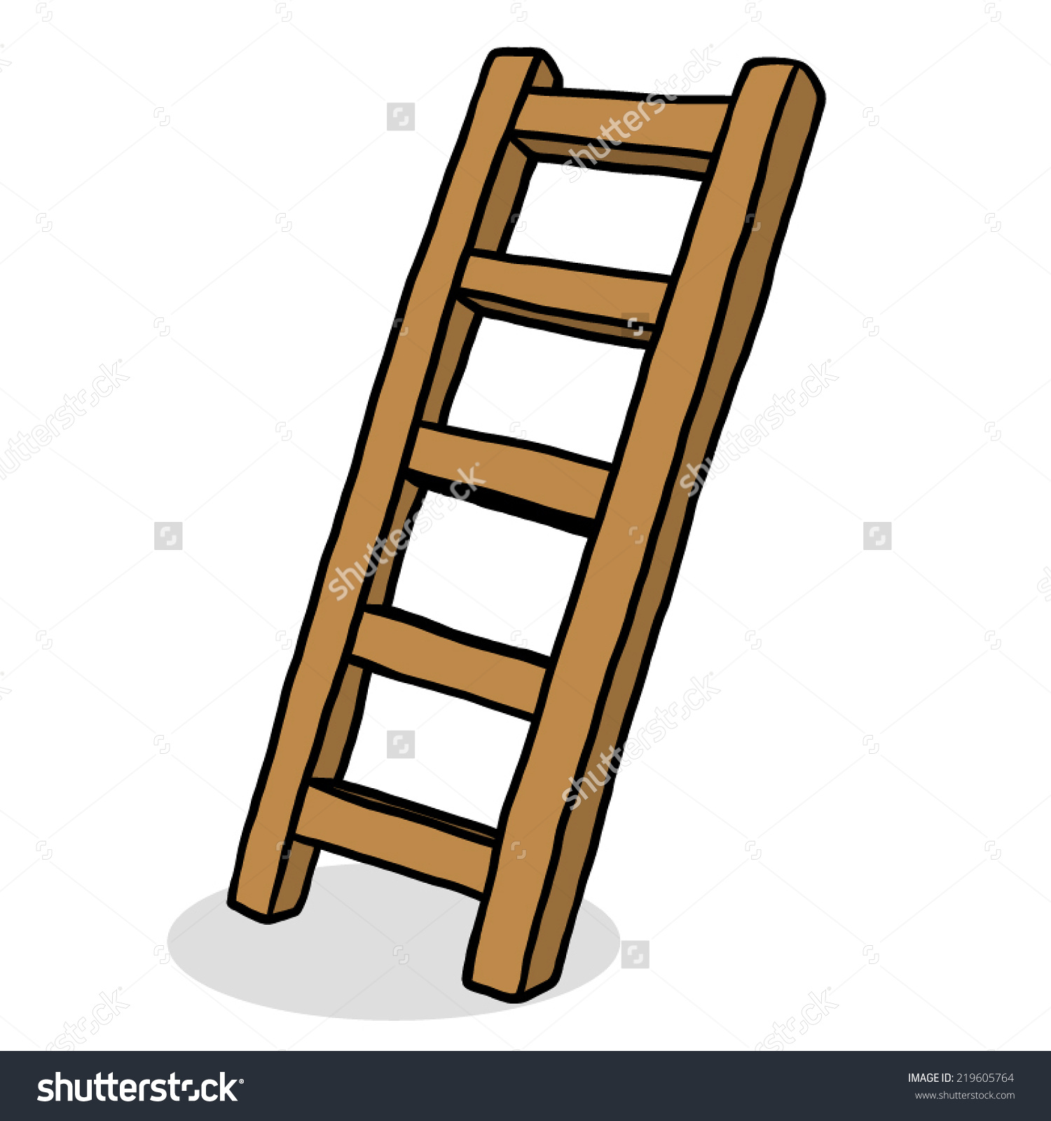 Wooden Ladder Stair Cartoon Vector Illustration Stock Vector.