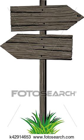 Wooden arrows road sign Clipart.
