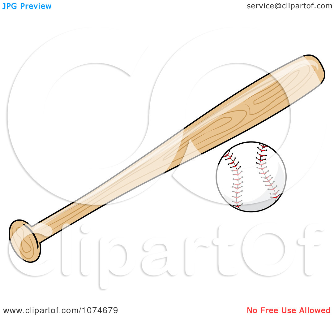 Clipart Wooden Baseball Bat And Ball.