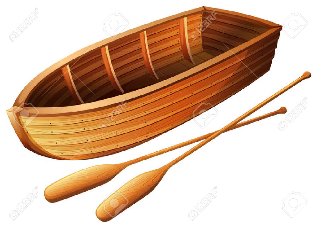 Wooden Boat On White Illustration Royalty Free Cliparts, Vectors.