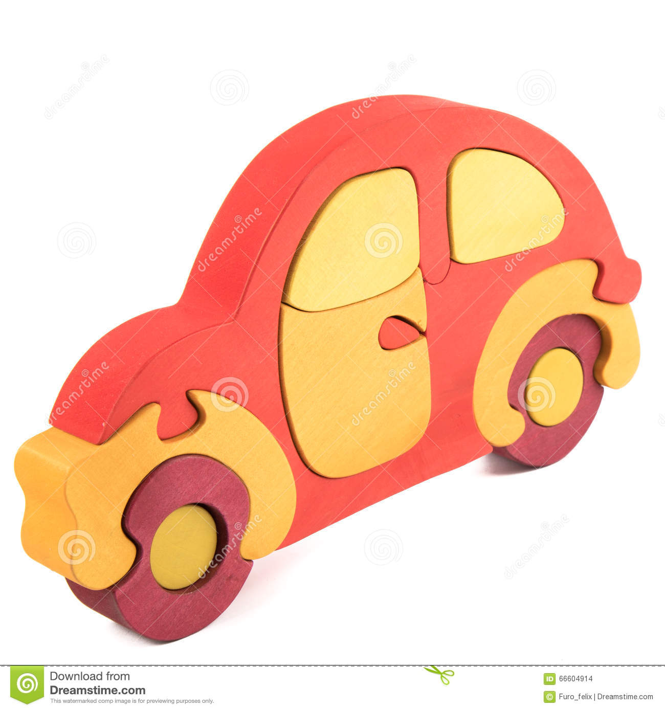 Wooden Car Puzzle Toy Stock Photo.
