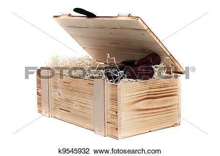 Stock Photo of wooden case with wine k9545932.