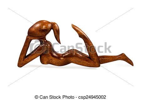 Stock Photography of Wooden figurines naked woman.