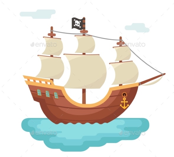 Wooden Boat Pirate Buccaneer Sailing Filibuster.