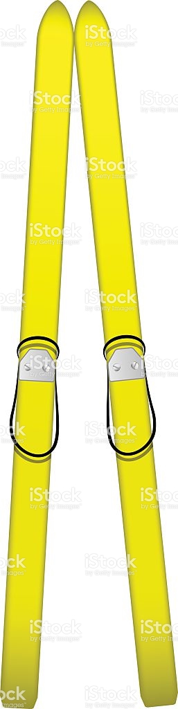 Old Wooden Skis In Yellow Design stock vector art 491204208.