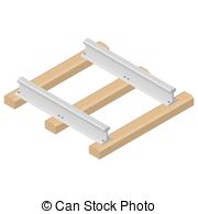 Clip Art Vector of rails with wooden sleepers vector illustration.