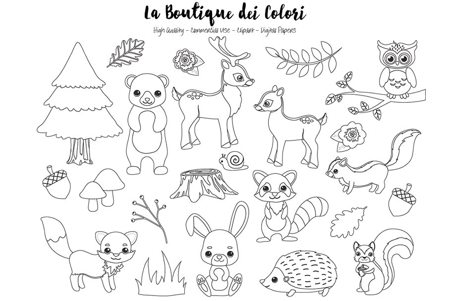 black and white woodland animal clipart 10 free Cliparts | Download ...