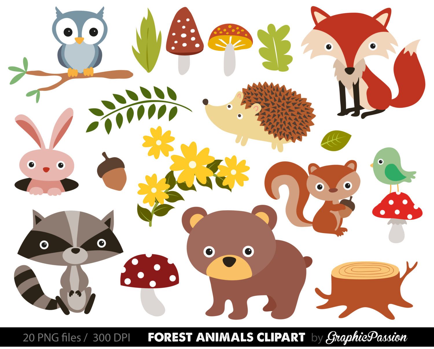 Free Woodland Animal Clipart For Kids.
