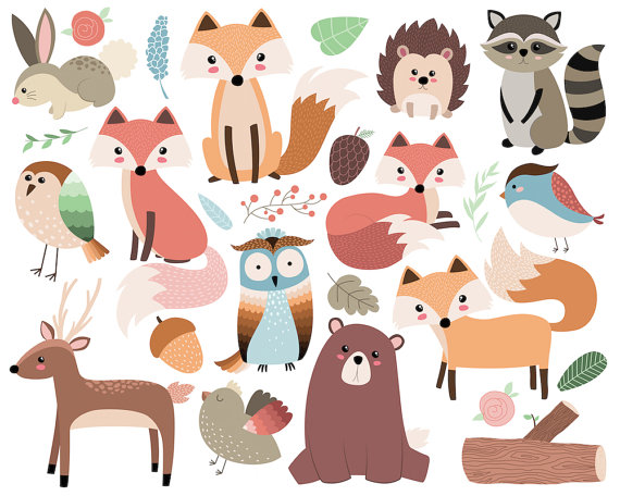 Woodland Forest Animals Clip Art.