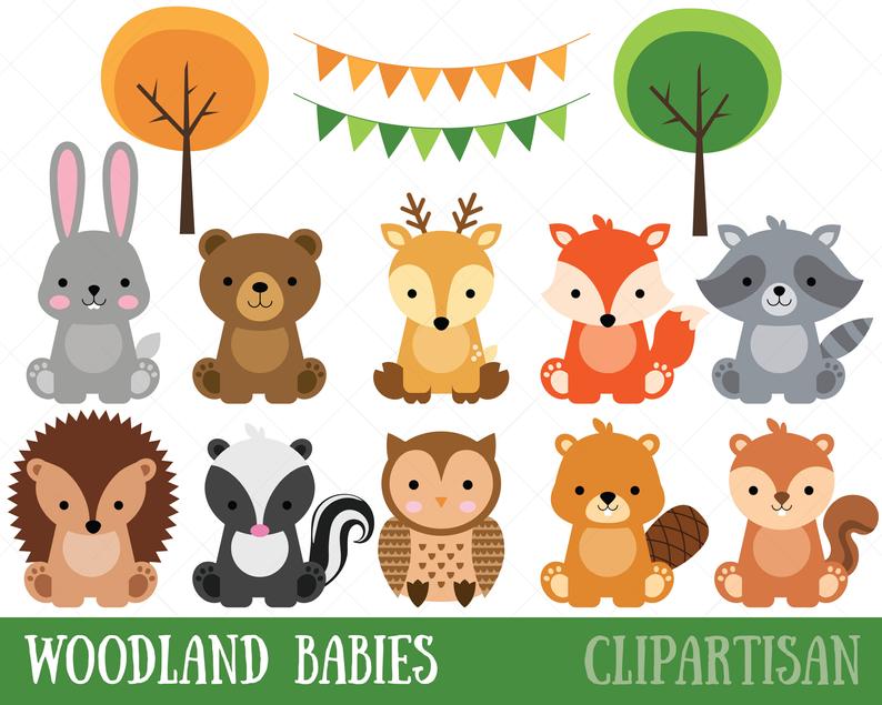 Woodland Baby Animals Clipart.