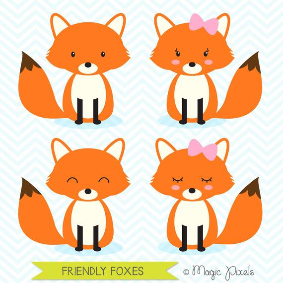 Fox clipart, woodland animals clipart, forest animals clipart, Commercial  Use Clip Art, 4 PNG Images, Instant Download.