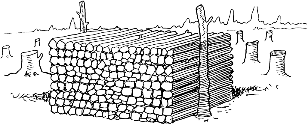 Wood pile clipart black and white.