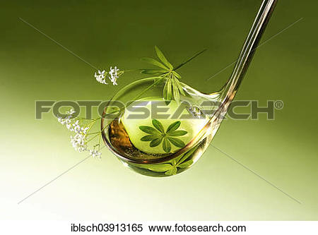Stock Image of "May punch or woodruff punch, in a ladle with.