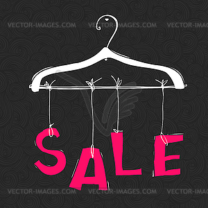 Hanger with SALE word. Fashion sale concept.