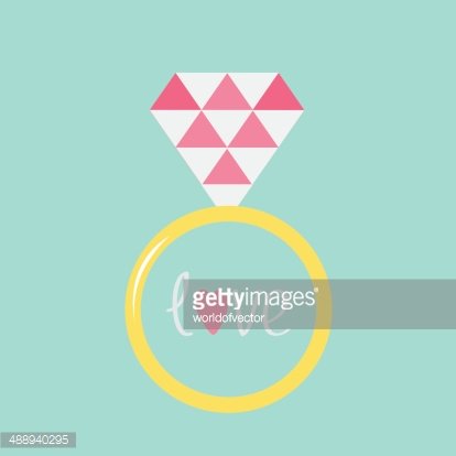 Wedding Gold Ring With Pink Diamond and Word premium clipart.