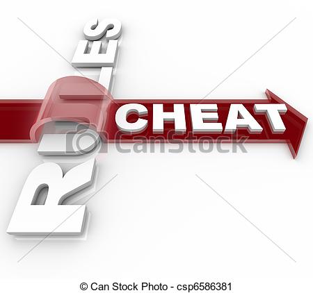 Clipart of Cheating and Jumping Over the Rules.