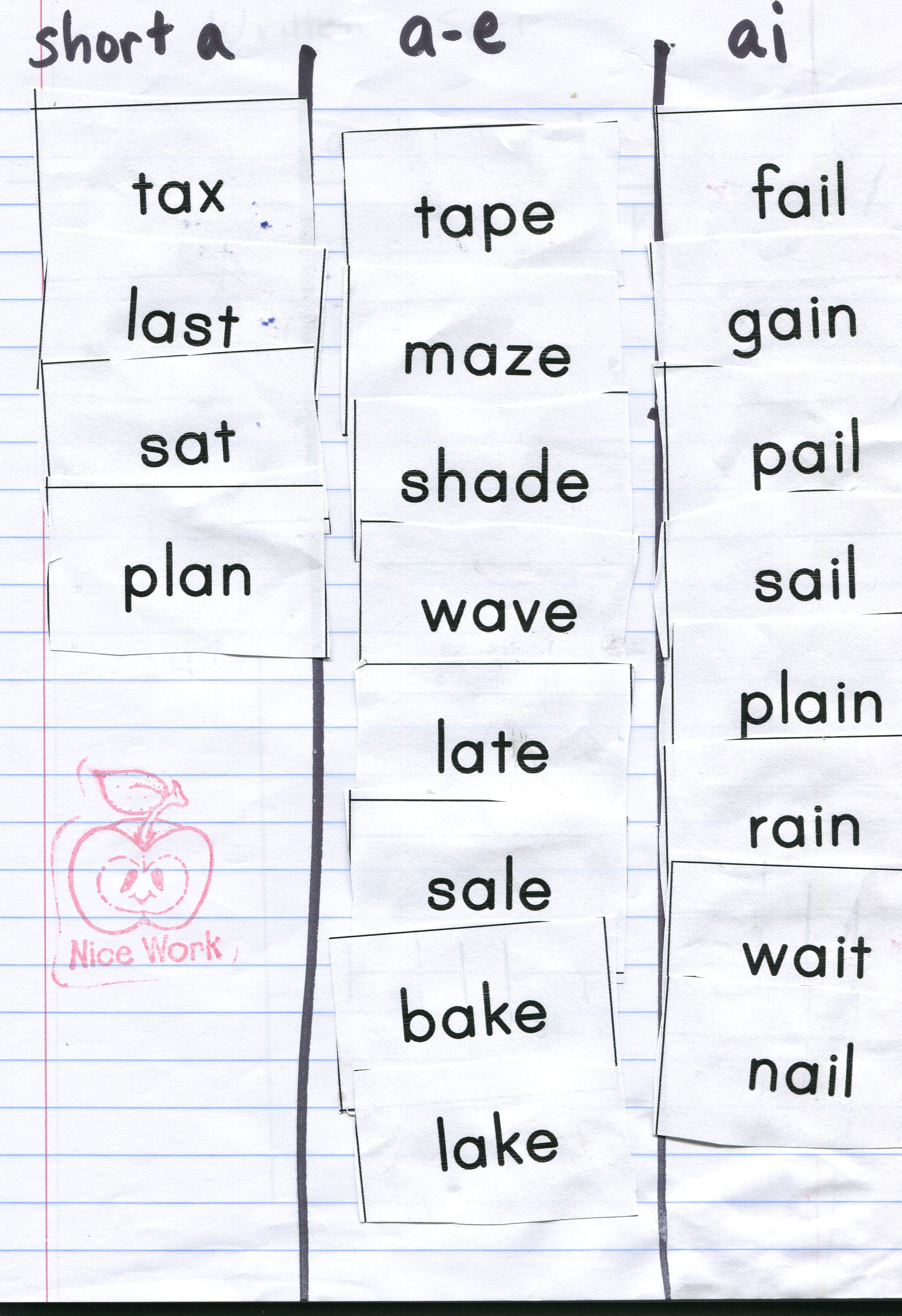 Word Sort.