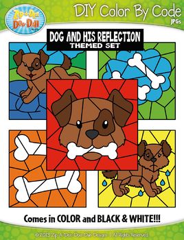 Dog and His Reflection Color By Code Clipart {Zip.