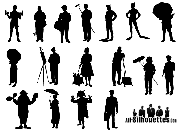 Working People Silhouette Vector Free.