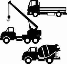 Work Vehicles Silhouettes // Dump Truck Silhouette // Backhoe.