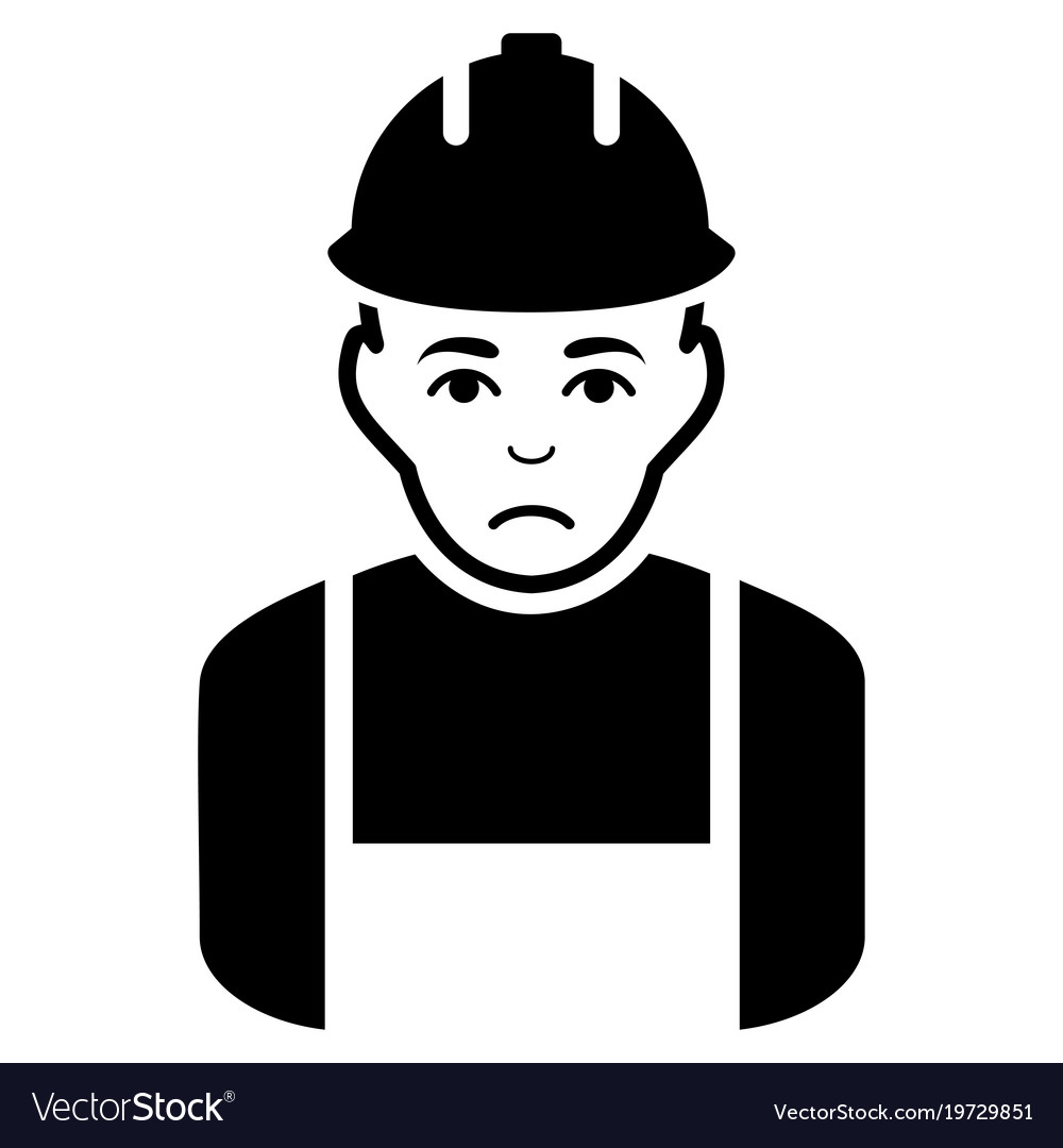 Sad worker black icon.