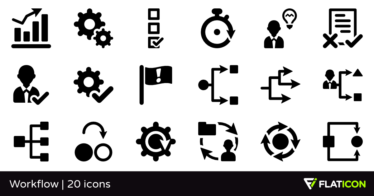 Workflow 20 free icons (SVG, EPS, PSD, PNG files).