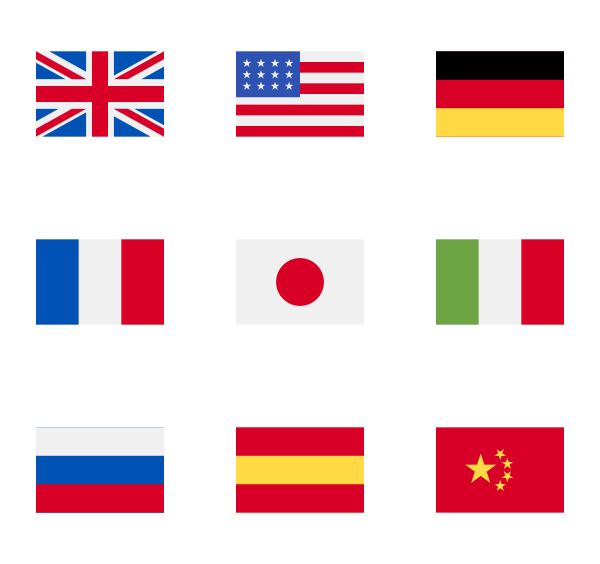 International flags +260 free icons (SVG, EPS, PSD, PNG files).