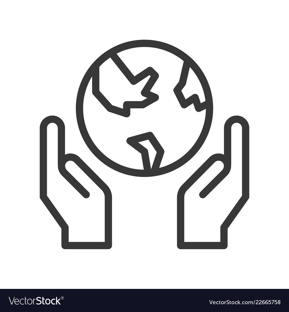 Hand and globe save the world icon.