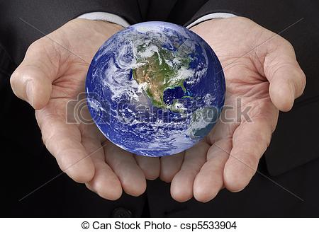 Holding the world in your hands clipart.