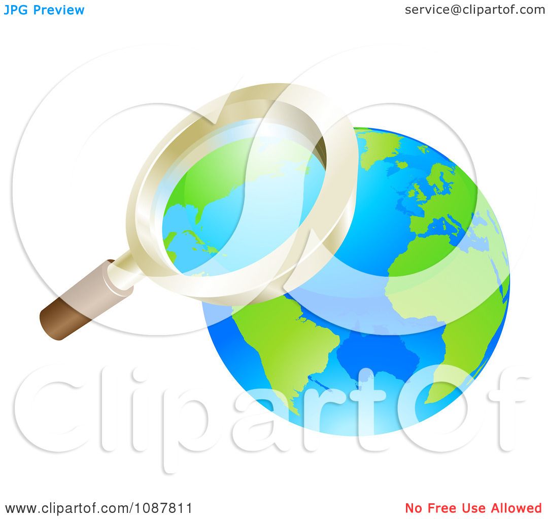 Clipart 3d Zoom Magnifying Glass Over Earth.