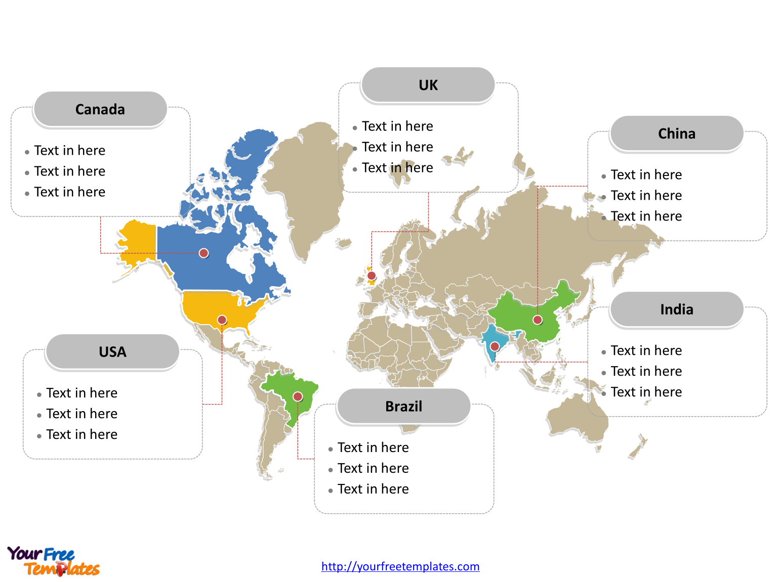 World Map free powerpoint templates.