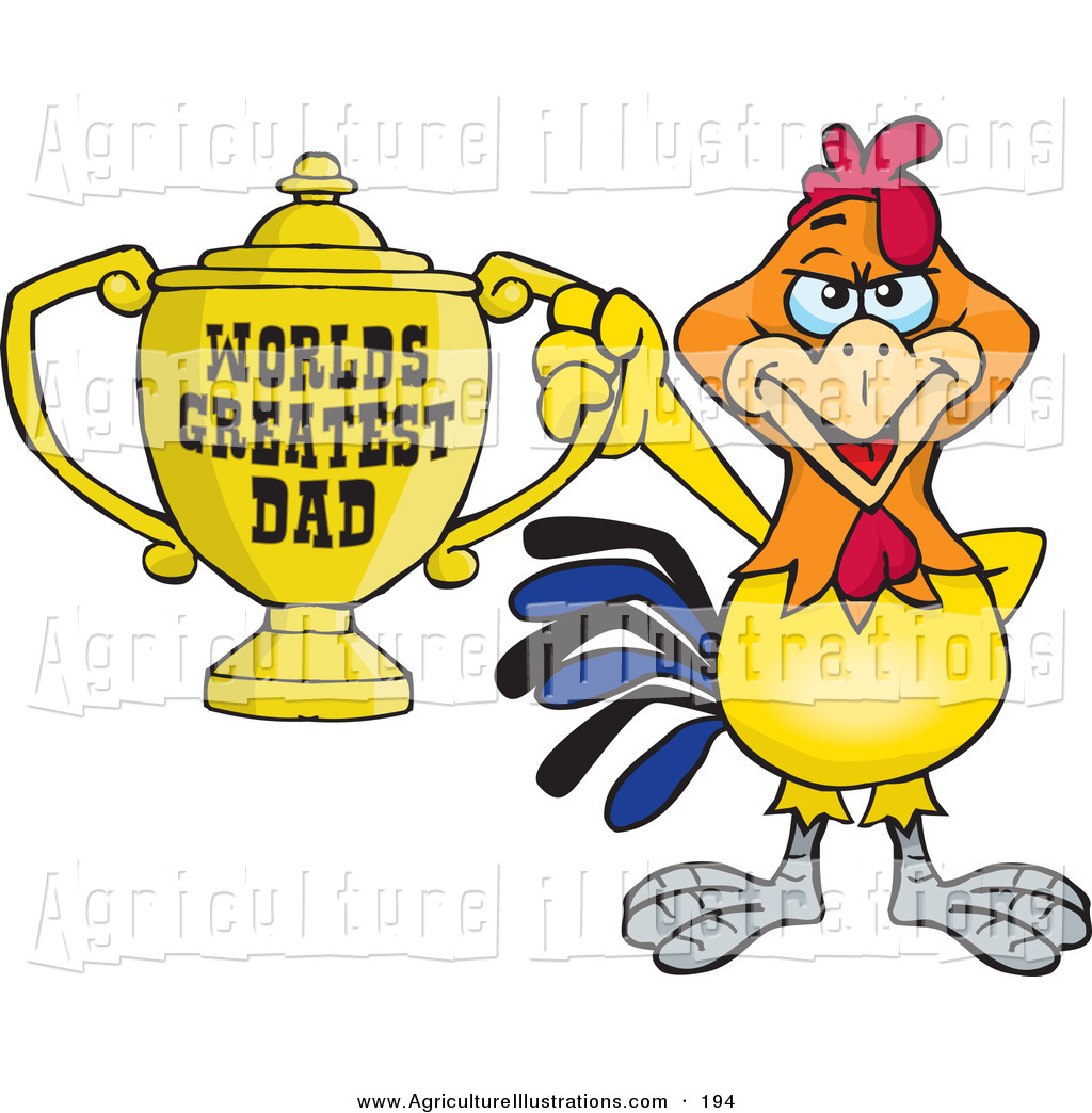 Agriculture Clipart of a Cute Rooster Bird Character Holding.