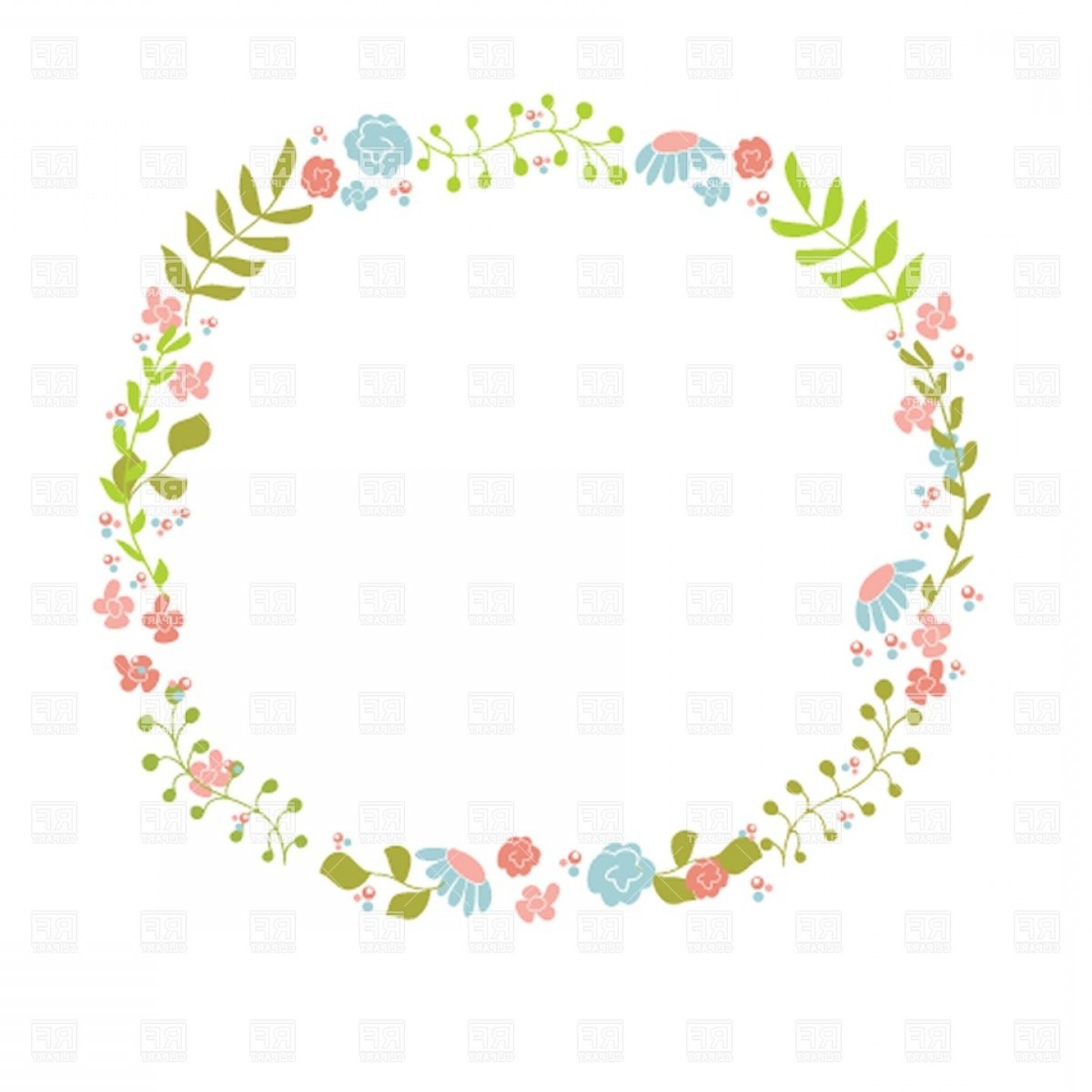 Top Cute Floral Wreath Vector Clipart Picture.